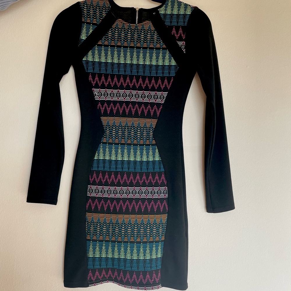 Colorful bodycon Long sleeves mini dress